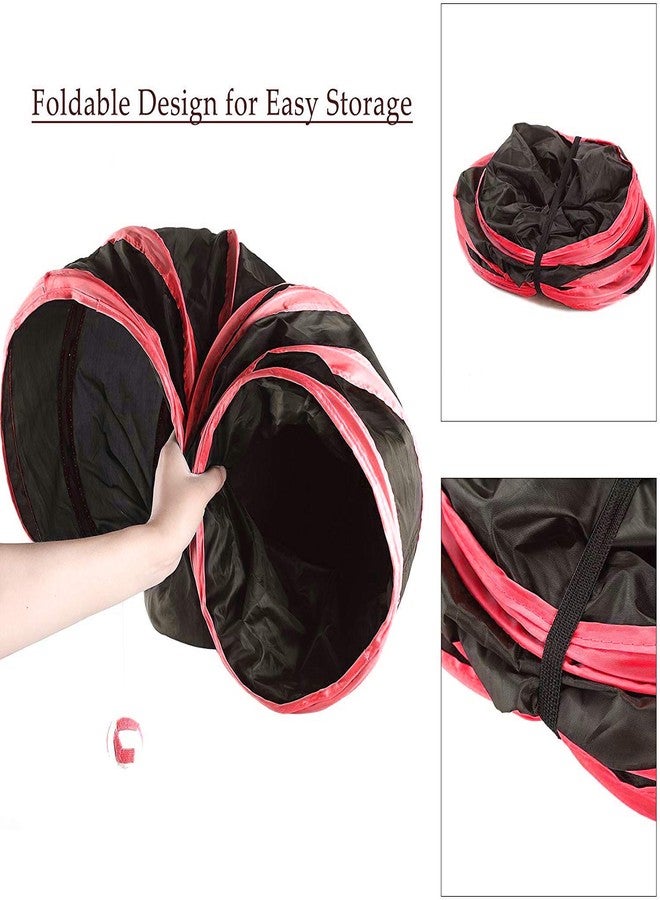 Western Era Cat Tunnel Toy 3 Way Collapsible for Indoor & Outdoor Play with Hanging Toy Ball for Cat, Puppy, Kitty, Kitten (Red) - Image 3